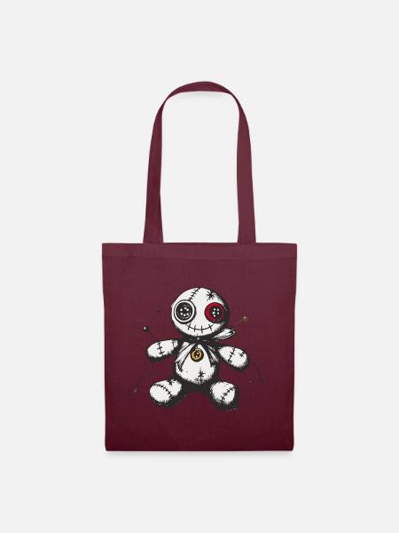 Genähte Voodoo Puppe - Stoffbeutel - Burgunderrot