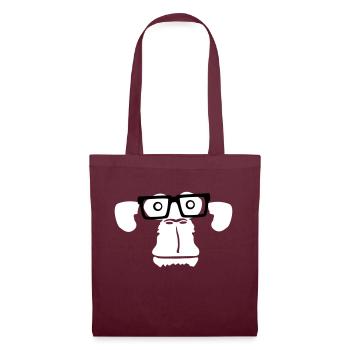 Smart Nerd Monkey Head Horn-Rimmed Glasses Geek Face - Tote Bag - burgundy - Front