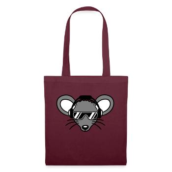 Maus Sonnenbrille Cool Kopfhörer Party Musik hören - Stoffbeutel - Burgunderrot - Vorne