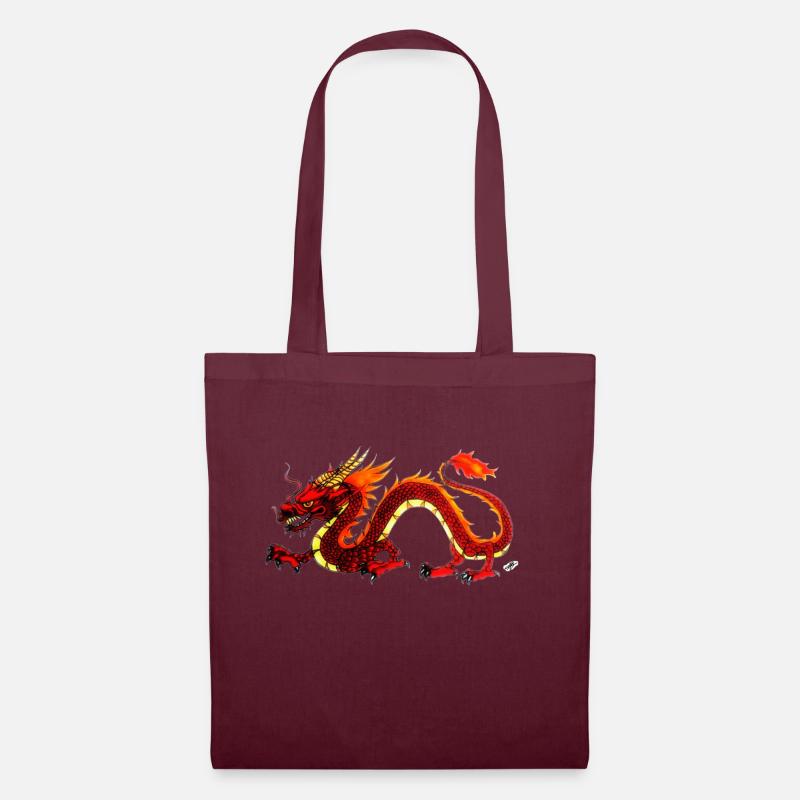Roter Drache - Stoffbeutel - Burgunderrot