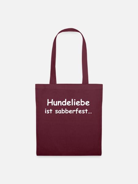 Hundeliebe ist sabberfest - Stoffbeutel - Burgunderrot