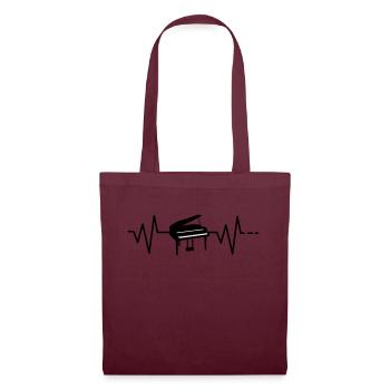 Heartbeat - piano, piano, fréquence cardiaque, fréquence - Sac en tissu - bordeaux - Devant