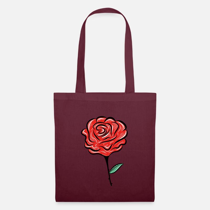 rose blume - Stoffbeutel - Burgunderrot