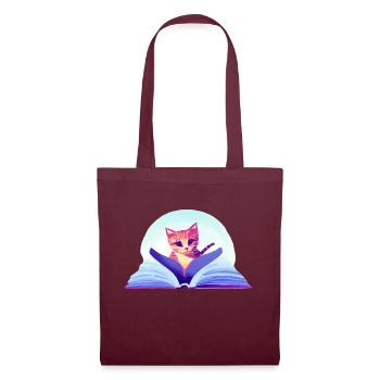 Cat Books Cat Reading Book Kitten Domestic Cat - Tote Bag - burgundy - Front