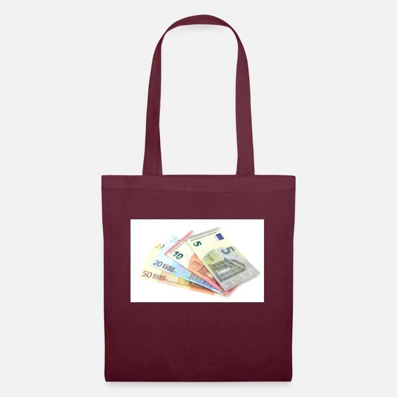 Geld. Euro banknotes - Stoffbeutel - Burgunderrot