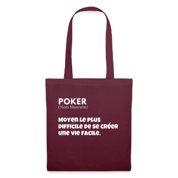 Poker- poker definition-vetement poker - Sac en tissu - bordeaux - Devant