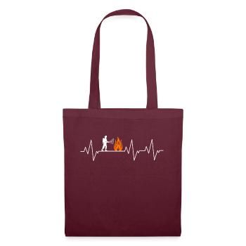 ECG des battements cardiaques des pompiers - Sac en tissu - bordeaux - Devant