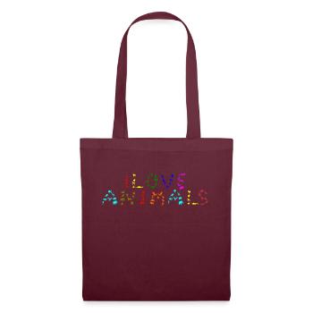 J'adore les animaux. J'adore les animaux. - Sac en tissu - bordeaux - Devant