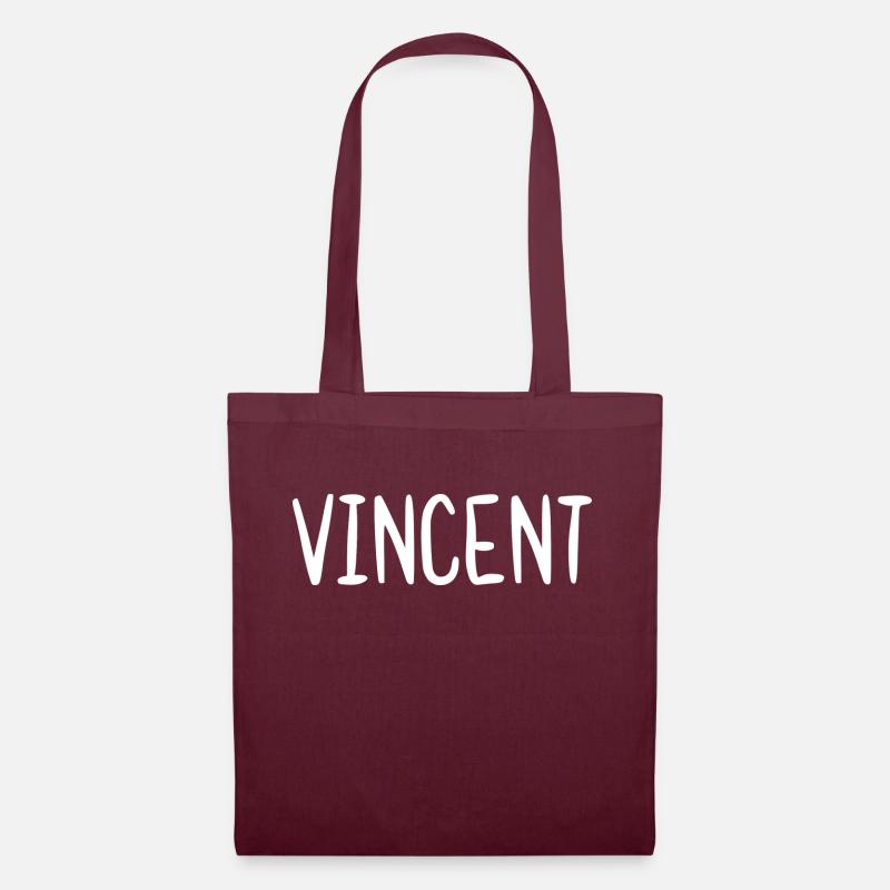 Vincent Custom Name Schriftart Text Geburtstag - Stoffbeutel - Burgunderrot