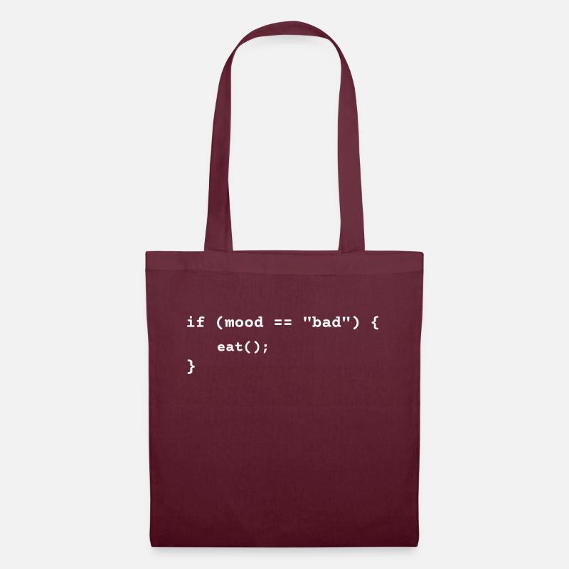 Cadeau de t-shirt de nourriture et de codage amusant pour programmeur - Sac en tissu - bordeaux