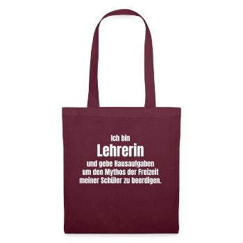 Lehrerin gibt Hausaufgaben - Stoffbeutel - Burgunderrot - Vorne