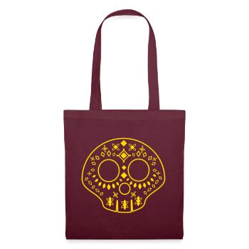 calavera - patterned skull - gold - Tote Bag - burgundy - Front