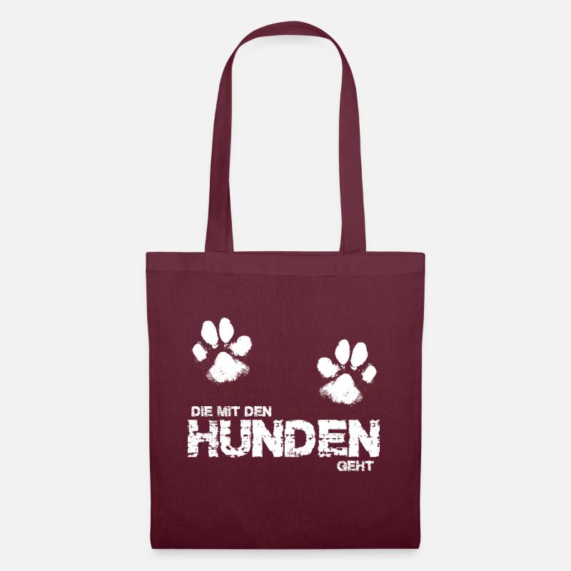 Die mit den Hunden geht 3 - Stoffbeutel - Burgunderrot
