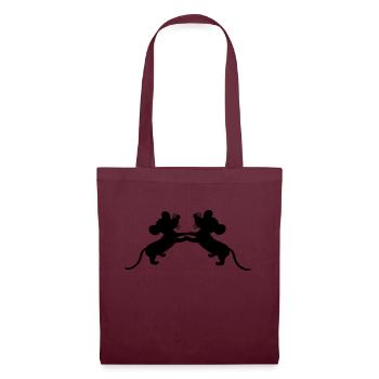 2 souris danse mains tenant couple équipe amis amour - Sac en tissu - bordeaux - Devant