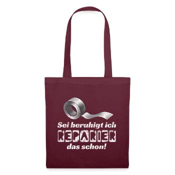 Schöner Klebeband Spruch für Handwerker Geschenk - Stoffbeutel - Burgunderrot - Vorne