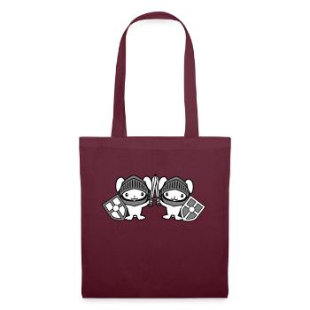 2 lapins chevalier épée bouclier armure casque château - Sac en tissu - bordeaux - Devant