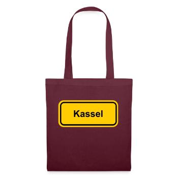 Ortsschild Kassel Ort Schild Ortstafel - Stoffbeutel - Burgunderrot - Vorne