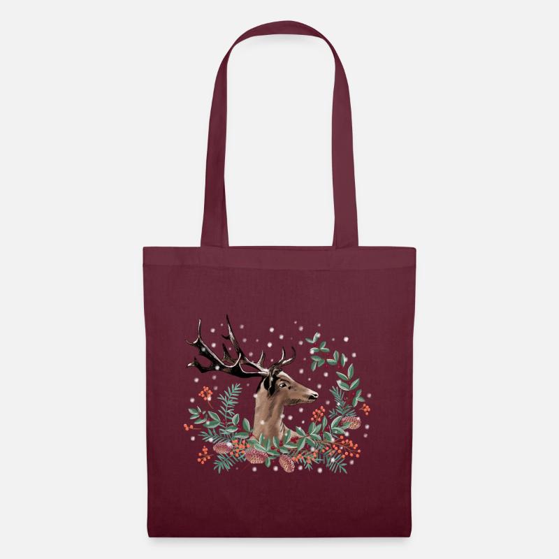 Festive deer - Tote Bag - burgundy