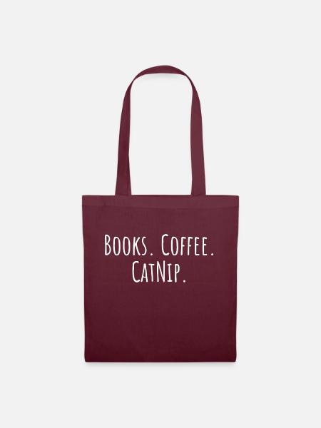 Books Coffee Catnip - Tote Bag - burgundy