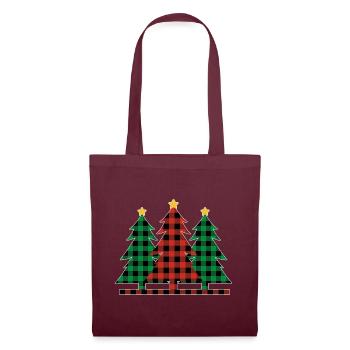 Karo Weihnachtsbäume - Stoffbeutel - Burgunderrot - Vorne