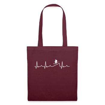 Ski Heartbeat Skier Gift Montagnes - Sac en tissu - bordeaux - Devant