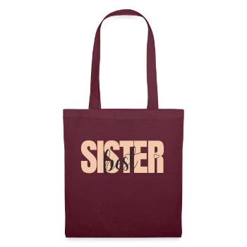 Beste Schwester Best Sister mit Herz Geschenkidee - Stoffbeutel - Burgunderrot - Vorne