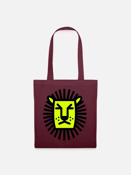 Lion - Lion - line drawing - Tote Bag - burgundy