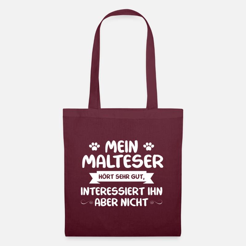 Malteser Hund - Malteser - Stoffbeutel - Burgunderrot