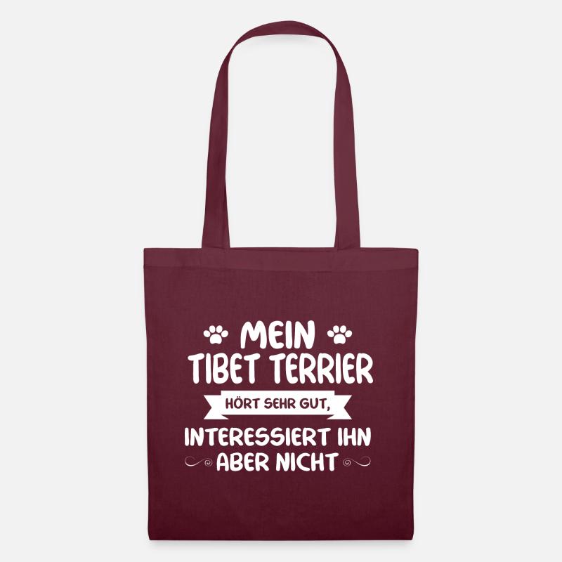 Tibet Terrier - Stoffbeutel - Burgunderrot