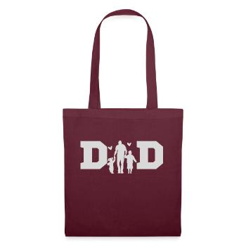 Dad and Kids Heart Family Silhouette - Tote Bag - burgundy - Front
