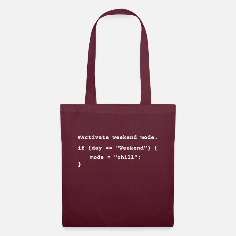 Weekend Mode Activated – Funny Coding T-Shirt - Tote Bag - burgundy