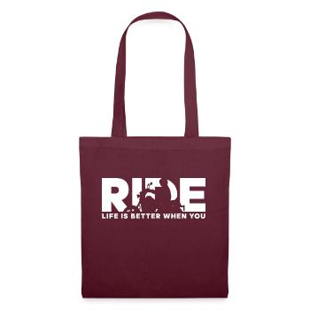 Ride - c’est mieux quand on fait du vélo - Sac en tissu - bordeaux - Devant