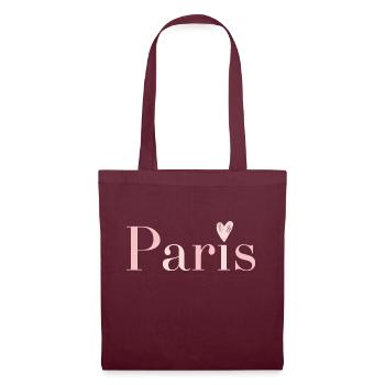 Paris in Pink with Heart on the I - Tote Bag - burgundy - Front