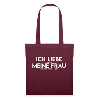 Bier - Liebe meine Frau - Stoffbeutel - Burgunderrot - Vorne