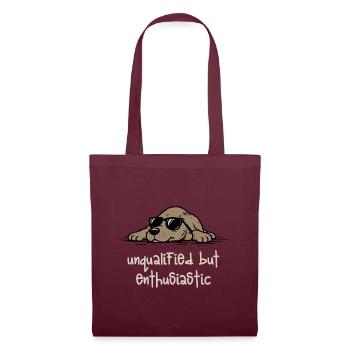 Unqualified but Enthusiastic – Lustiger Hund - Stoffbeutel - Burgunderrot - Vorne