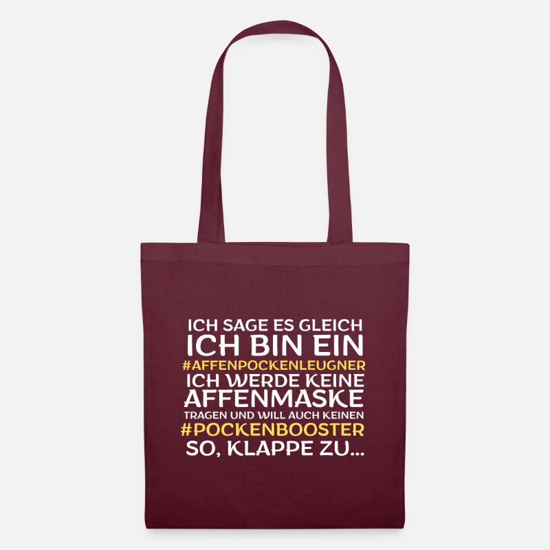 Satire! Gegen Pockenbooster Ich leugne Affenpocken - Stoffbeutel - Burgunderrot