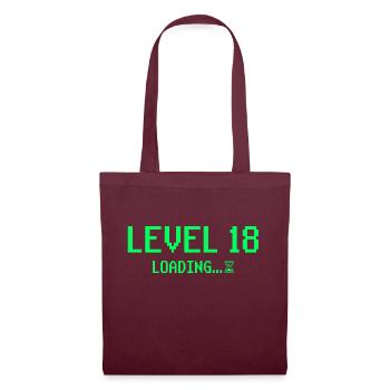 18th Birthday Gaming Level 18 Gift - Tote Bag - burgundy - Front