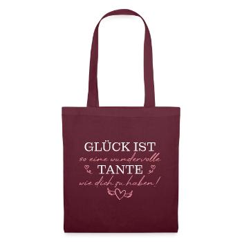 Beste Patentante Wundervolle Tante Geschenkidee - Stoffbeutel - Burgunderrot - Vorne