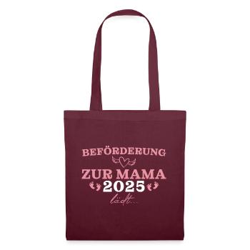 Werdende Mama 2025 Beförderung zur Mutter - Stoffbeutel - Burgunderrot - Vorne