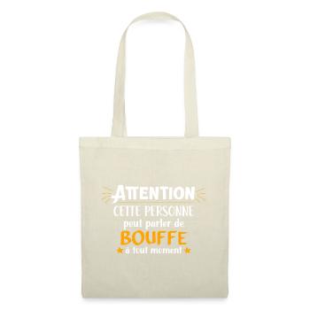 Bouffe - Manger - Parler - Accro - Cadeau - Drôle - Sac en tissu - nature - Devant