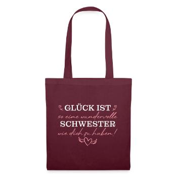 Dankeschön an die Beste Schwester - Stoffbeutel - Burgunderrot - Vorne
