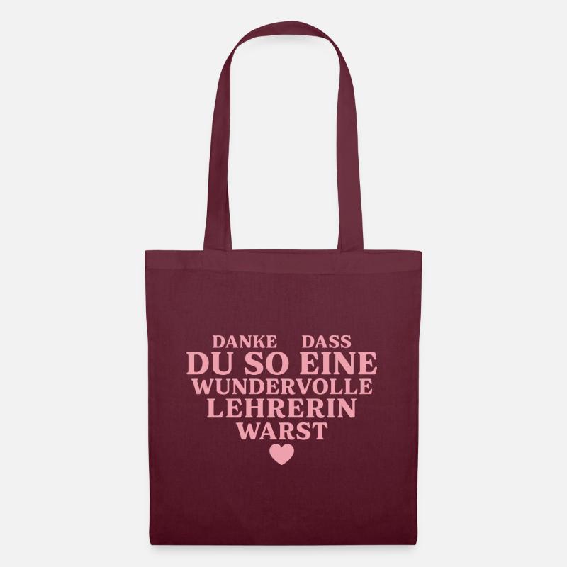 Lehrkraft Abschied Beste Lehrerin - Stoffbeutel - Burgunderrot