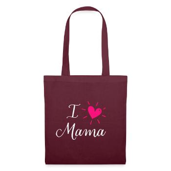 Muttertag - I love Mama - Mama ich liebe dich - Stoffbeutel - Burgunderrot - Vorne