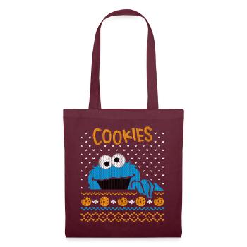 Sesamstraße Krümelmonster Ugly Xmas - Stoffbeutel - Burgunderrot - Vorne