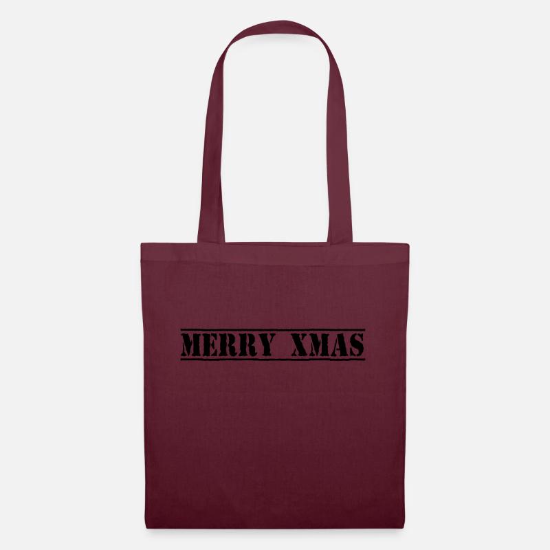 Merry XMAS - Top Secret Stil - Stoffbeutel - Burgunderrot