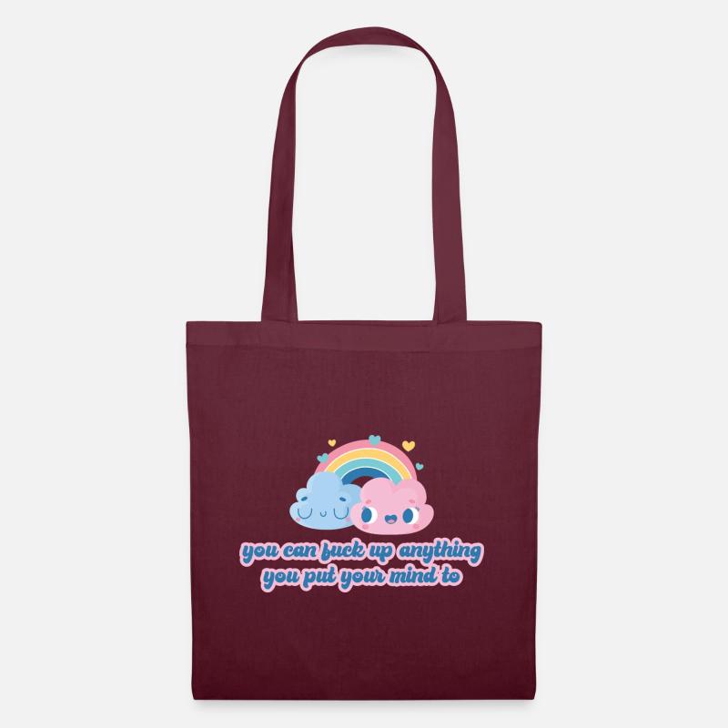 Freche Can-Do Wolken T-Shirt - Stoffbeutel - Burgunderrot