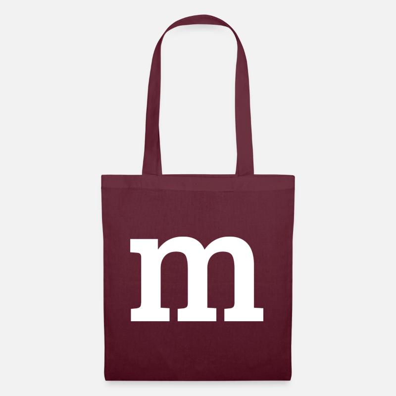 Letter "m" white - Tote Bag - burgundy