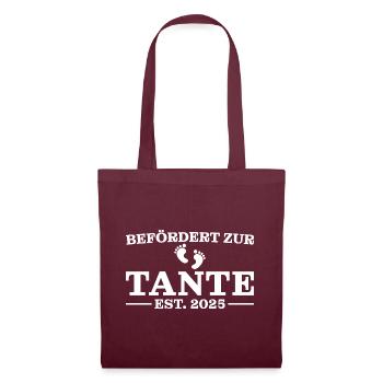 Befördert zur Tante 2025 Babyparty - Stoffbeutel - Burgunderrot - Vorne