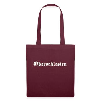 Oberschlesien Schriftzug in weiss - Stoffbeutel - Burgunderrot - Vorne