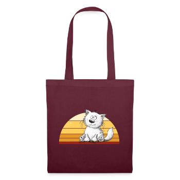 Katze Vintage Retro Sonnenuntergang Katzenhumor - Stoffbeutel - Burgunderrot - Vorne